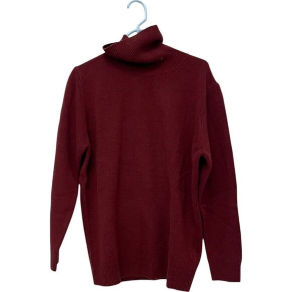 Massimo Dutti Womens Sweater Large L Red Turtle Neck Wool cashmere 5722/619 NWT - Picture 2 of 9